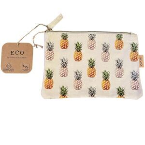 Eco Zipper Pouch Pineapple Printed Traveler Organizer Cosmetic Small Makeup